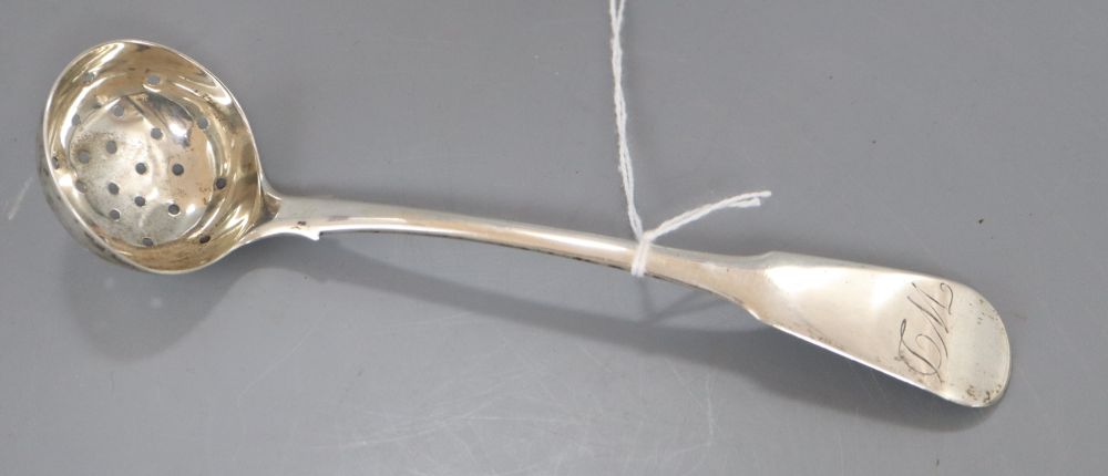 A George III Scottish provincial silver sifter ladle, I &GH, Paisley, circa 1790-1820, 16.8cm, 32 grams.